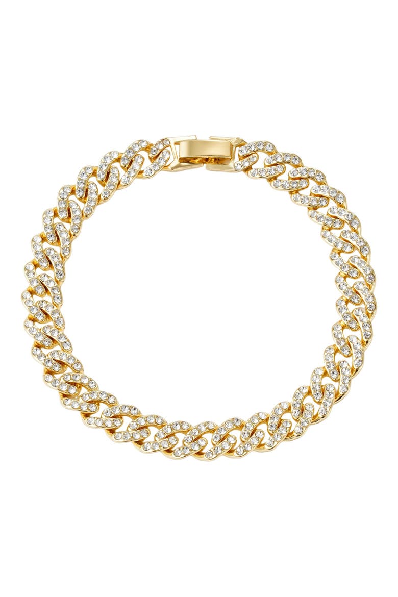 Crystal Curb Chain Bracelet, Main, color, GOLD