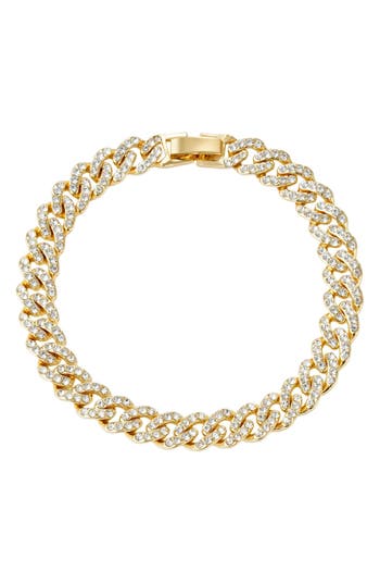 Adornia Crystal Curb Chain Bracelet In Gold