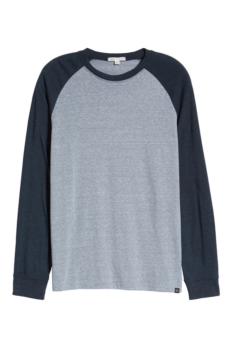 Raglan Long Sleeve Crewneck T-Shirt, Alternate, color, CHINA BLUE/ MIDNIGHT