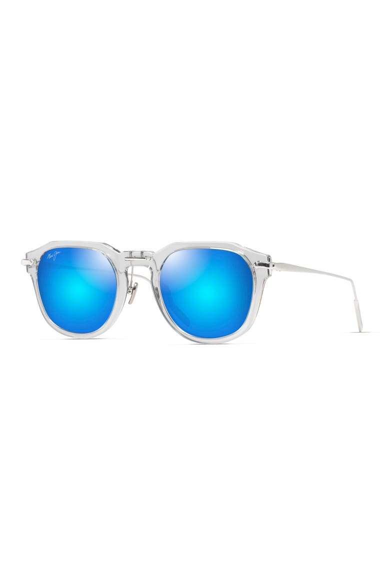 Alika 49mm PolarizedPlus2® Round Sunglasses, Alternate, color, CRYSTAL W/ DARK GUNMETAL