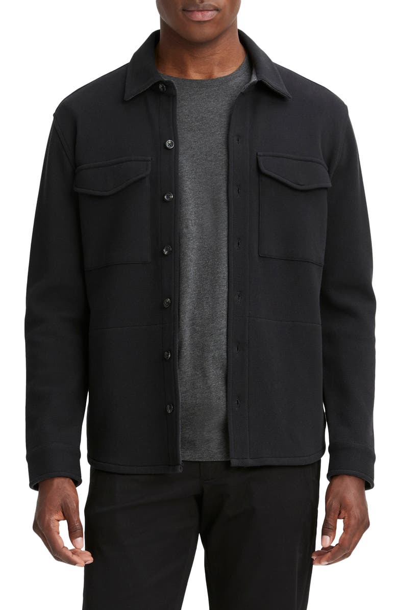 Vince Cotton Blend Shirt Jacket, Main, color, Black/ Med H Grey