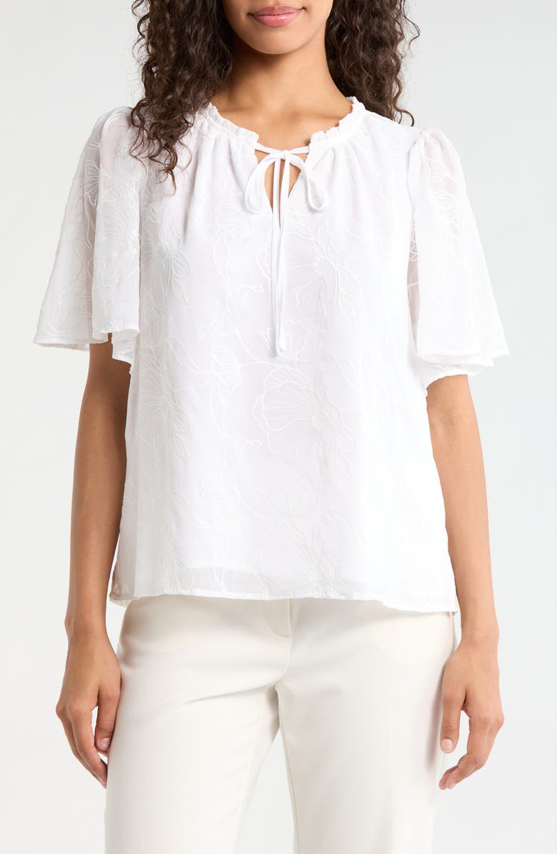 Vince Camuto Tie Neck Top, Main, color, Ultra White