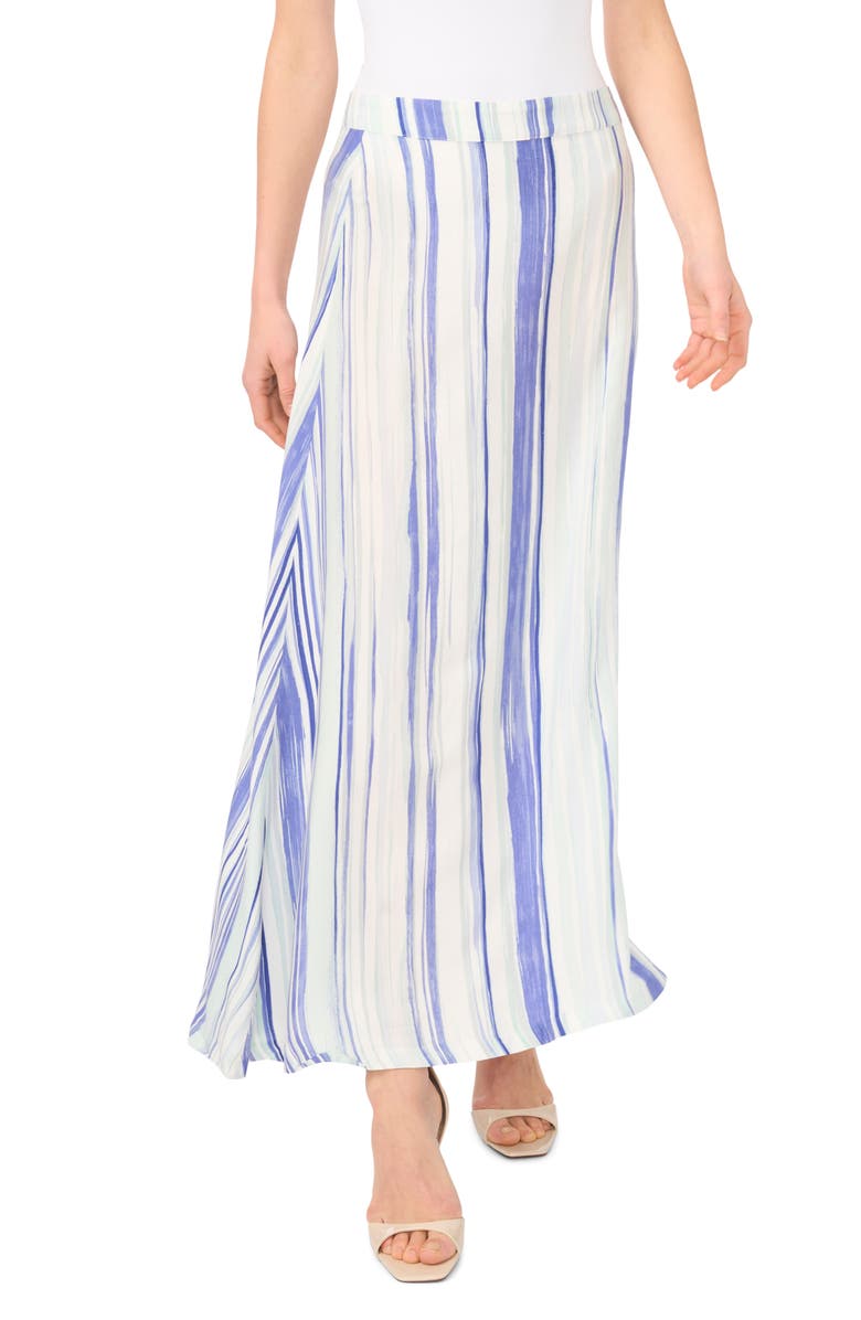 Vince Camuto Mixed Stripe Challis Skirt, Main, color, Ice Lagoon