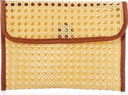 Adornia Rattan & Faux Leather Clutch