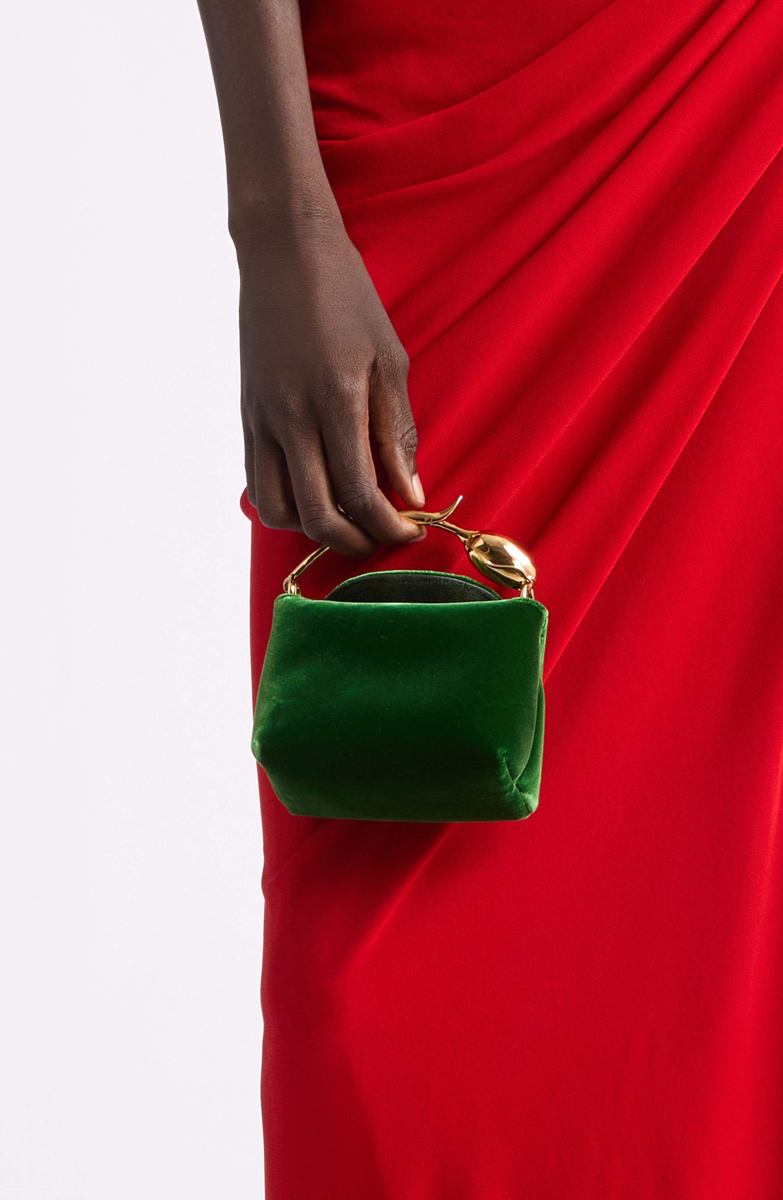 Micro Velvet Bloom Bag, Alternate, color, BOTTLE GREEN