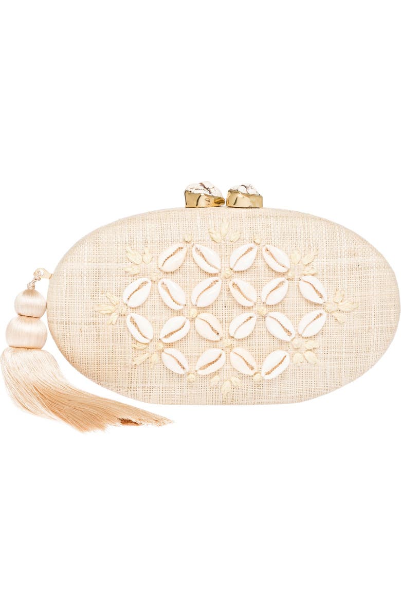 Rafe New York Joanna Ellipse Clutch, Main, color, Natural / Ivory