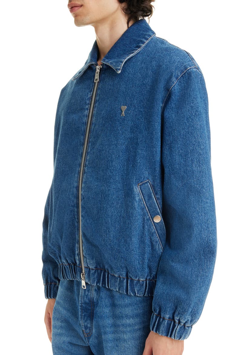Ami de Coeur Logo Plaque Zip Denim Jacket (Men) | Nordstrom