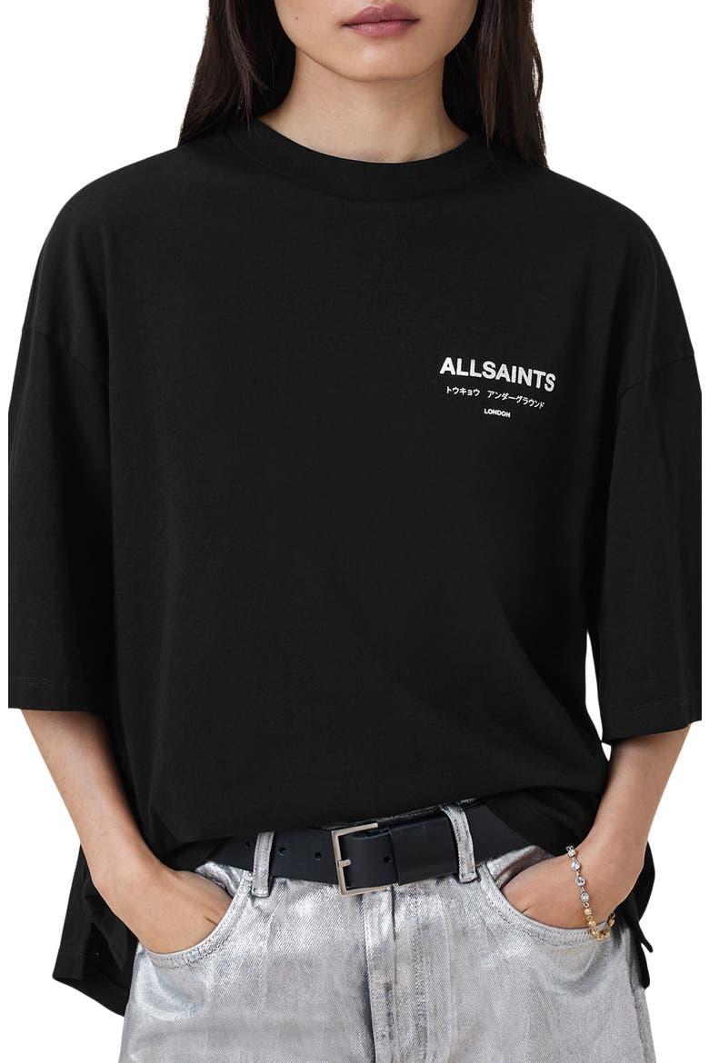 Under Amelie Oversize Cotton Graphic T-Shirt, Main, color, BLACK