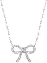 Crislu Fairy Tale Pavé Cubic Zirconia Bow Pendant Necklace