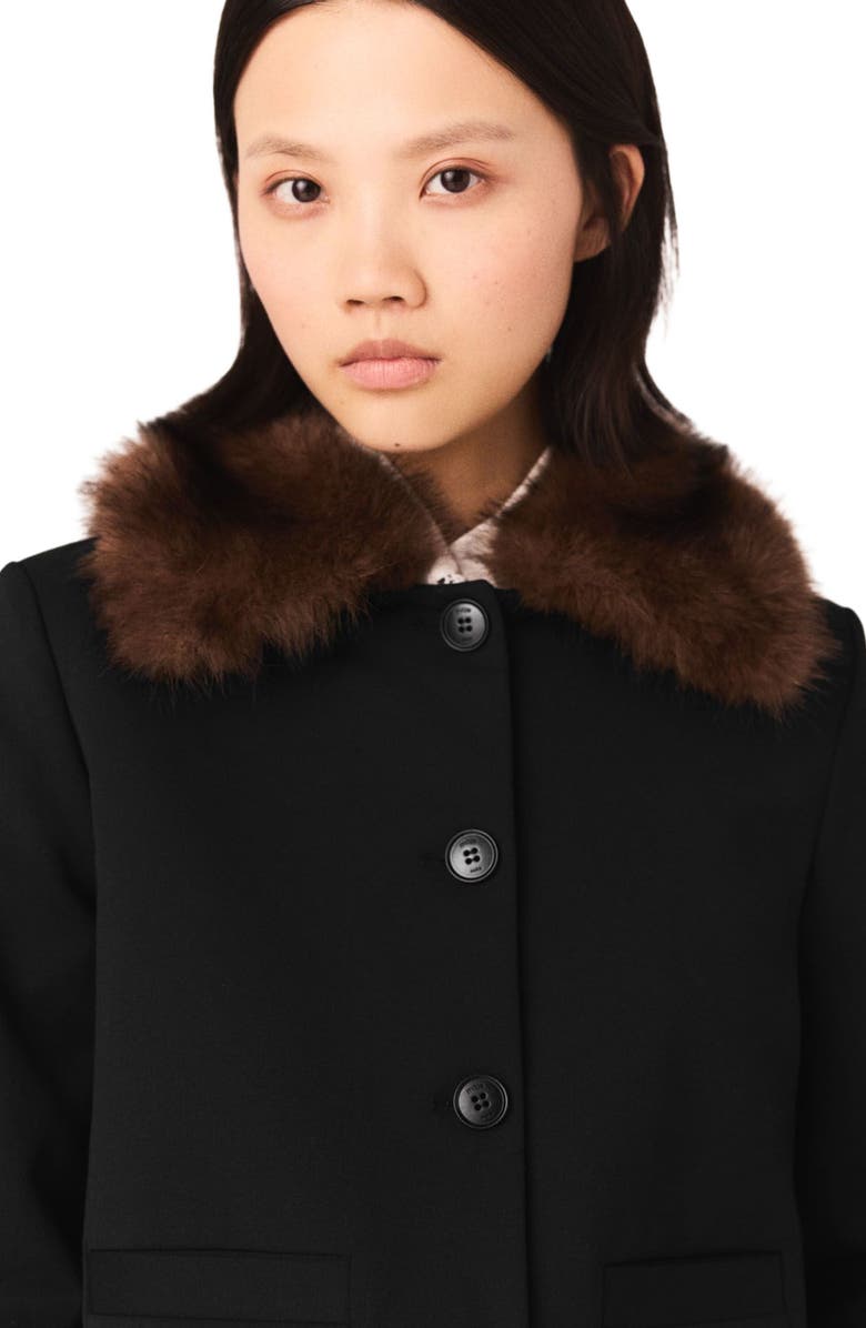 maje Short jacket with removable collar, Alternate, color, Black