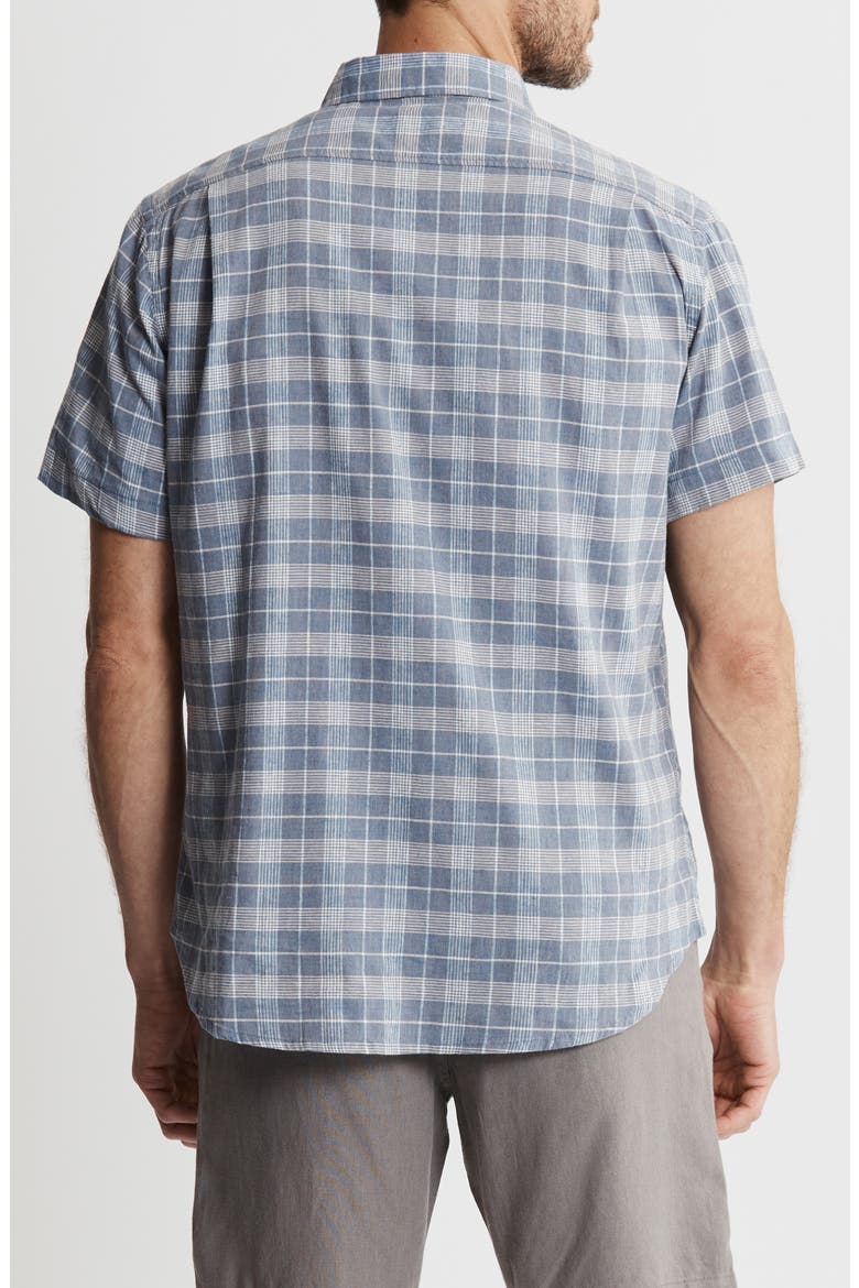 Plaid Cotton & Linen Short Sleeve Shirt, Alternate, color, GREY PLAID