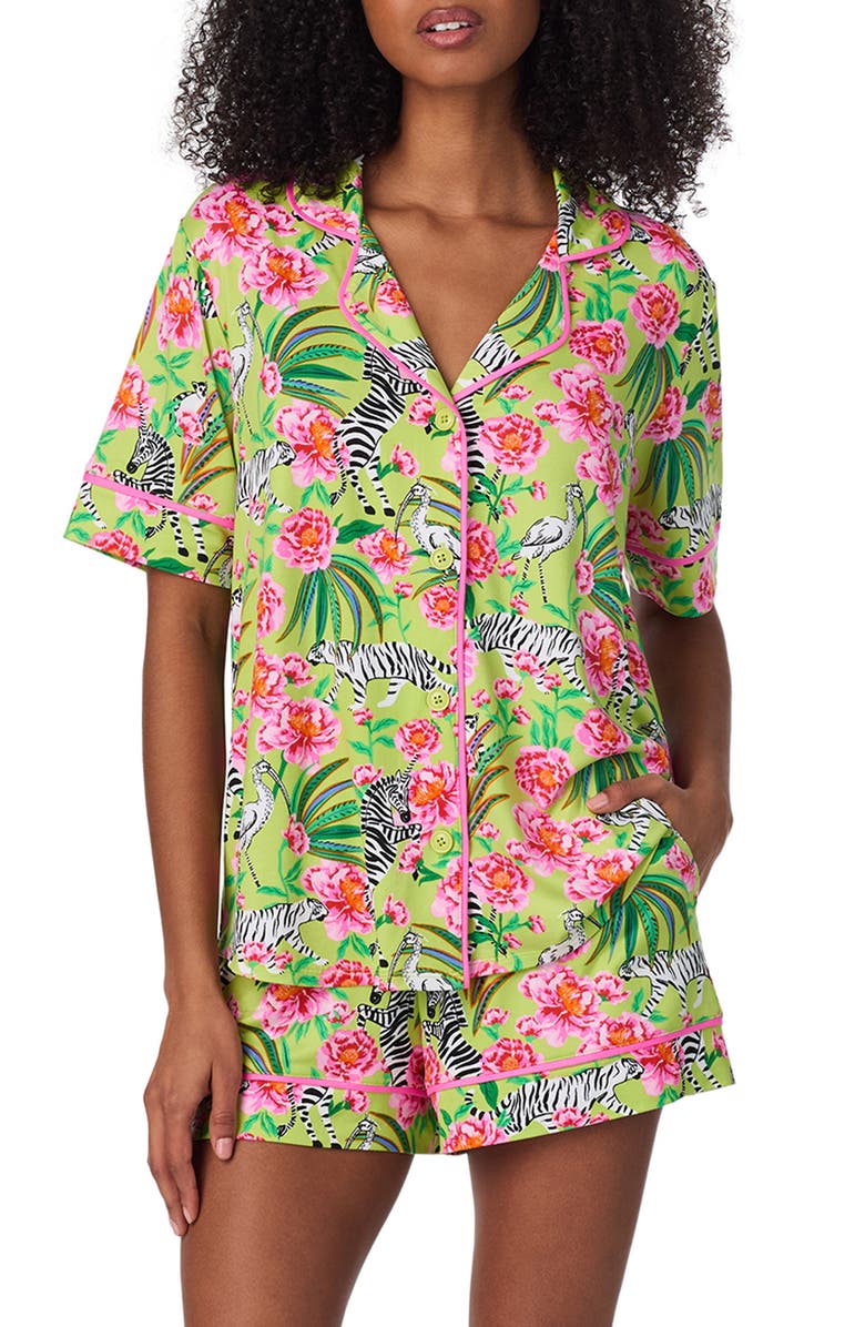 Room Service Pjs Printed Short Pajamas, Main, color, Green Pt