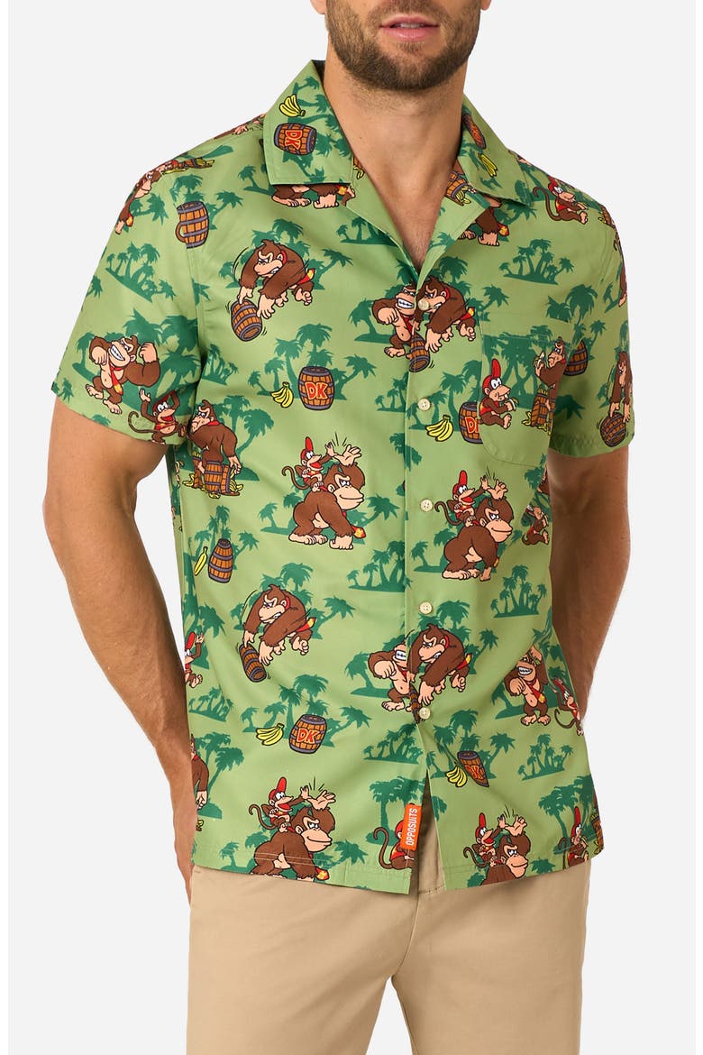 Donkey Kong™ Camp Shirt, Main, color, GREEN MULTI