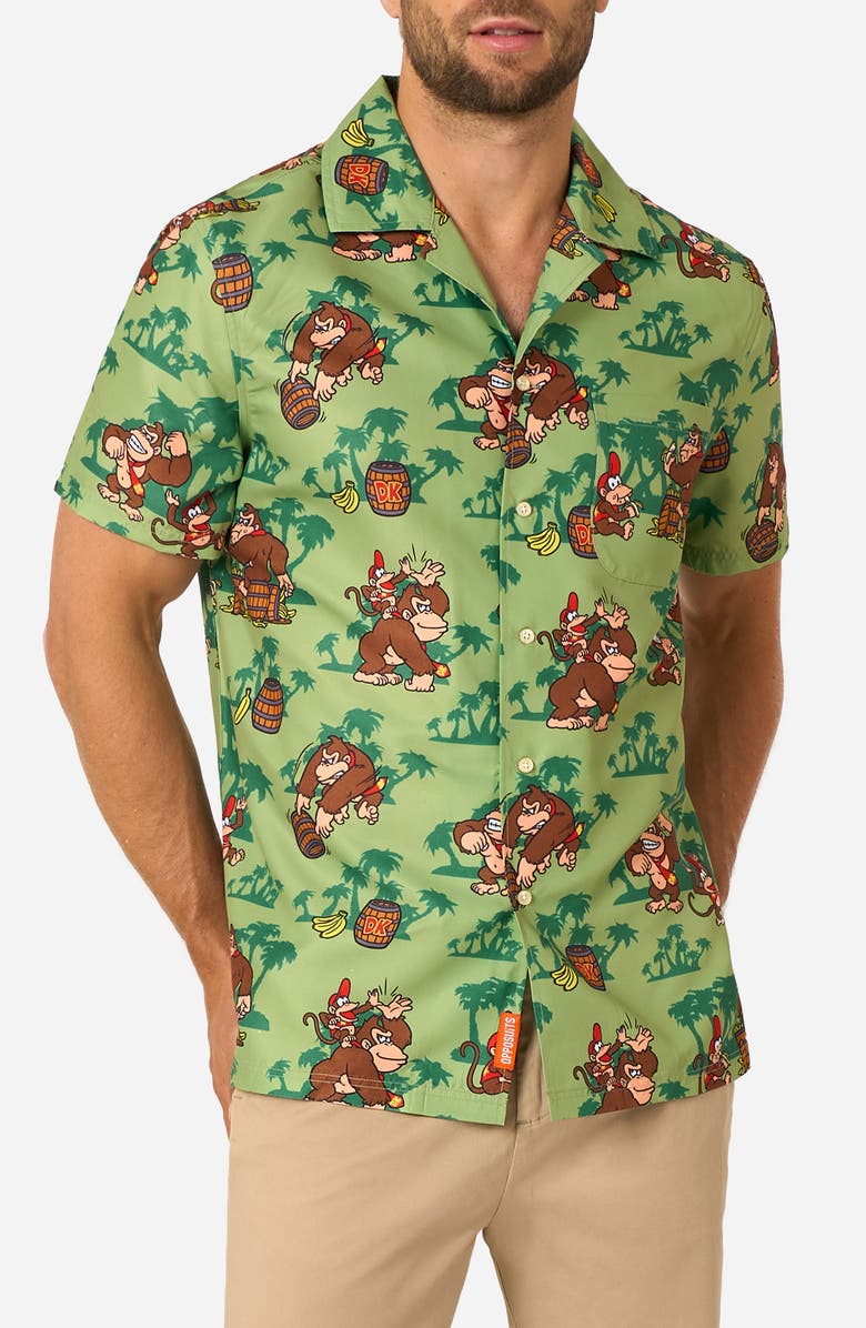 OppoSuits Donkey Kong<sup>™</sup> Camp Shirt, Main, color, Green Multi