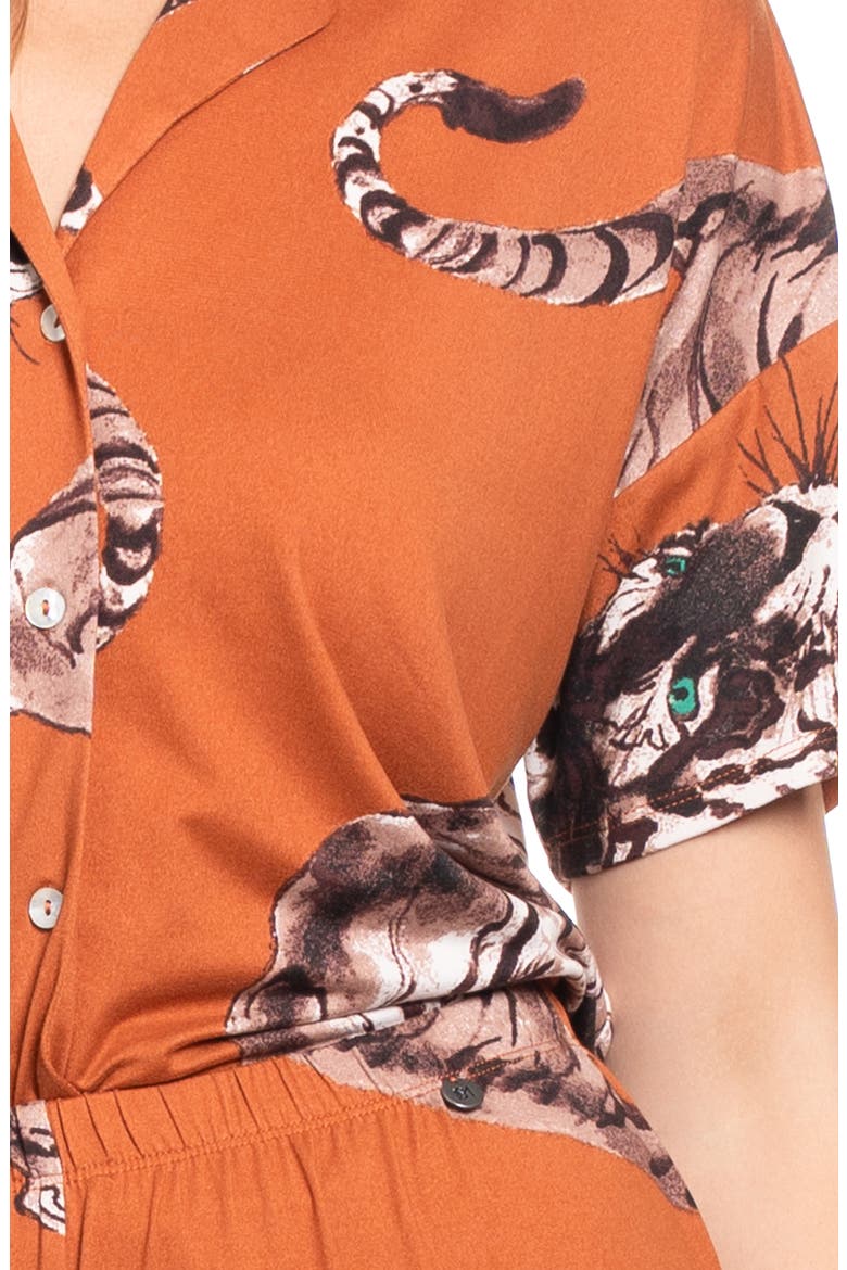 Bowie Tiger Knit Pajamas, Alternate, color, RUST