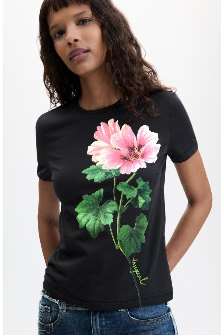 Floral Graphic T-Shirt, Alternate, color, BLACK