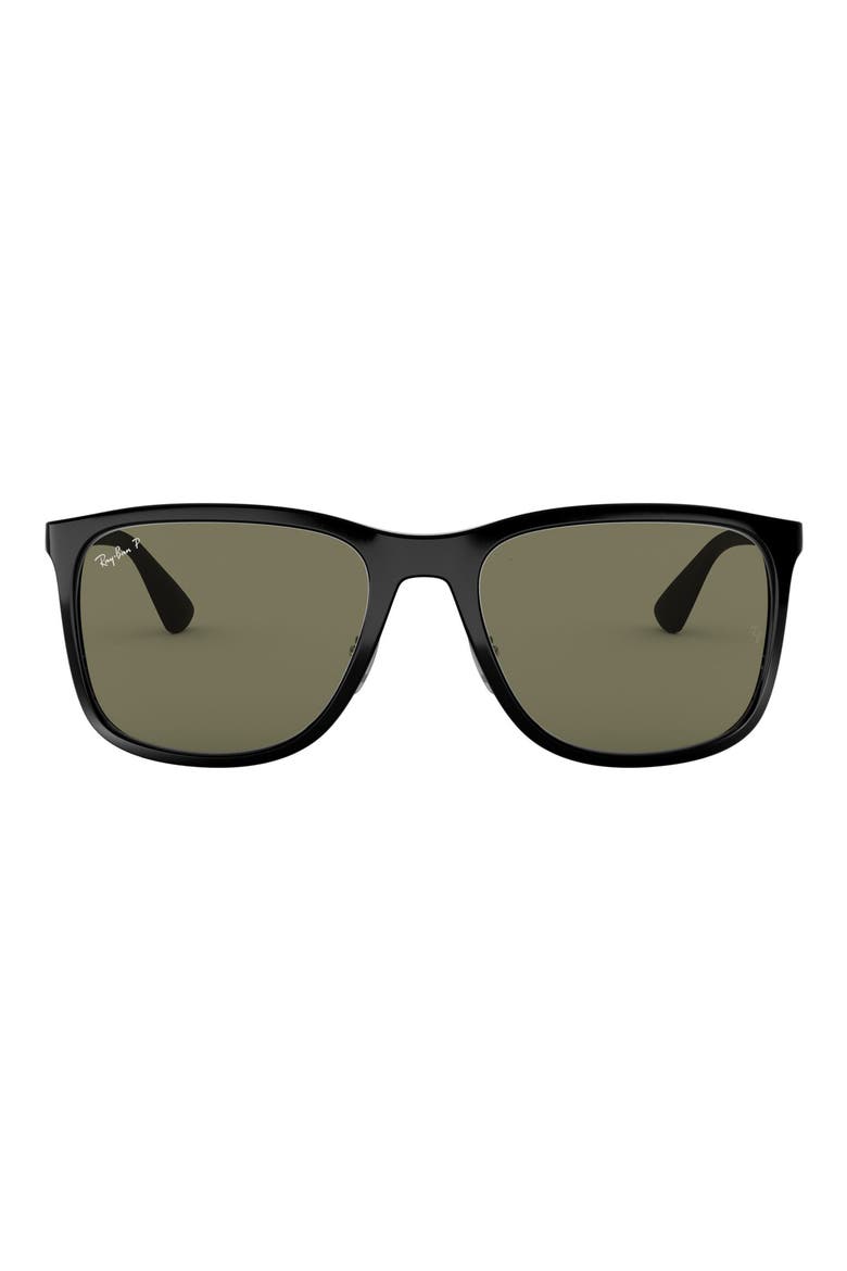 58mm Polarized Sunglasses, Main, color, BLACK