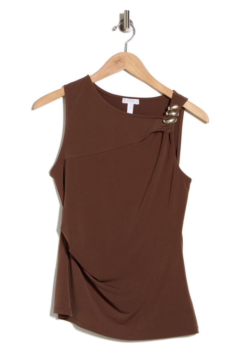One-Shoulder Hardware Knit Top, Alternate, color, BROWN TERRA