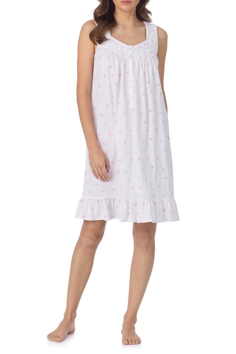 Cotton Short Nightgown, Main, color, WHT/DOT