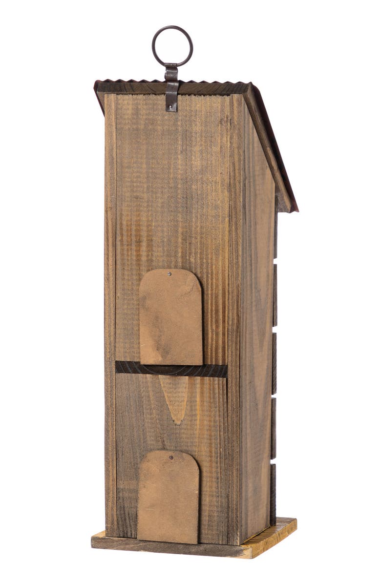 Glitzhome 15"H Solid Wood and Metal Daisy Decorative Outdoor Garden Birdhouse, Alternate, color, Blue