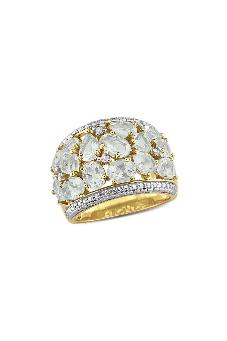 Green Quartz & Diamond Band Ring, Main, color, GREEN