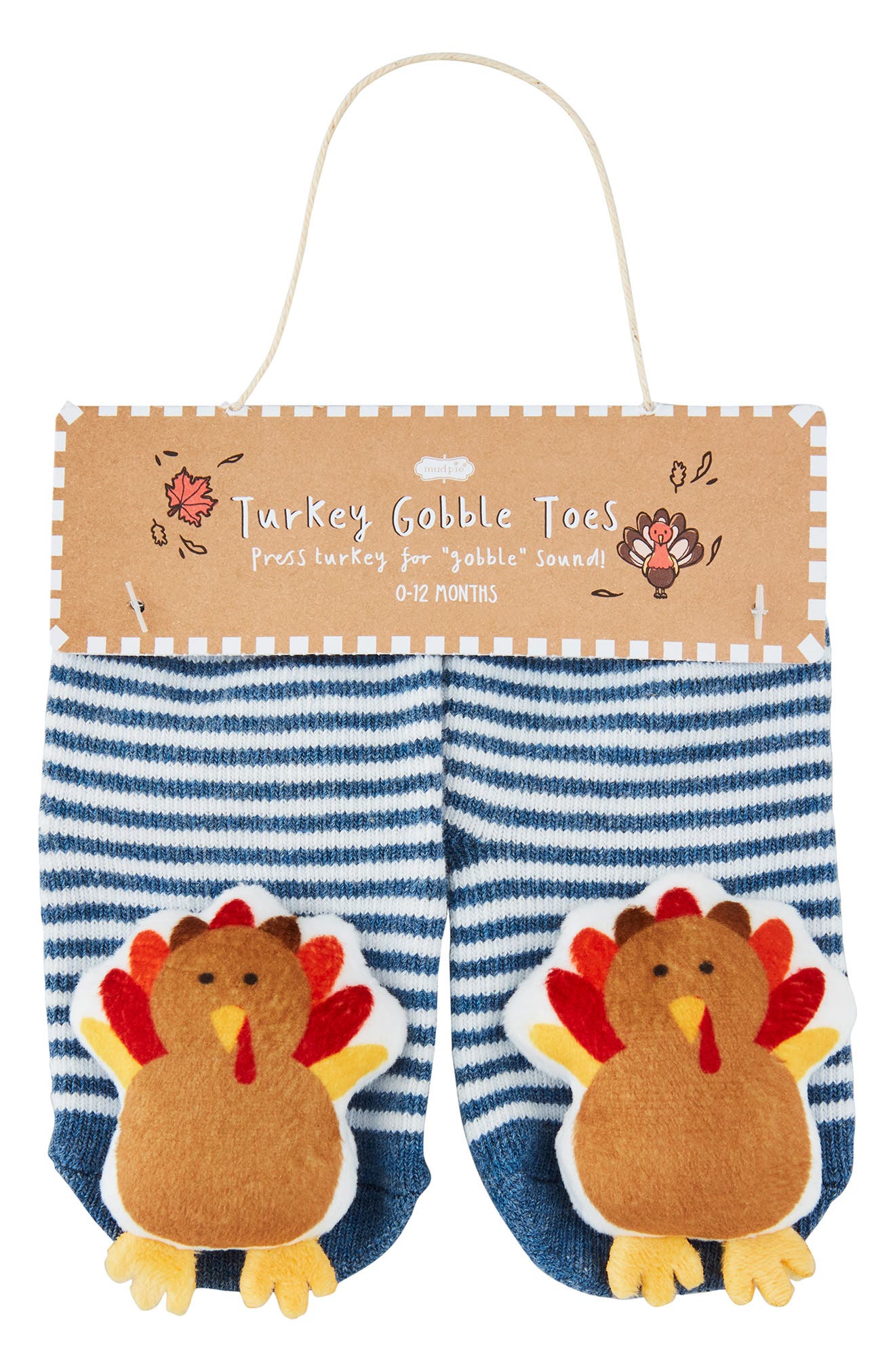 Mud Pie Turkey Gobble Socks in Blue 