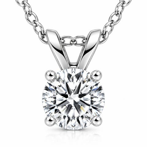3/4ct Lab Grown Diamond Round Solitaire Pendant 14k Gold Necklace