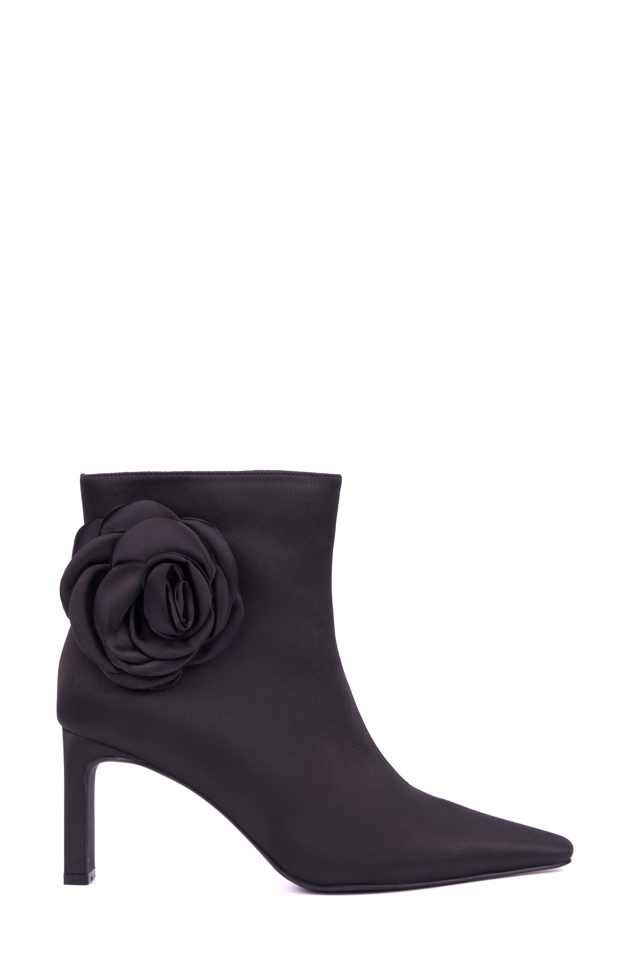NEW YORK AND COMPANY McKenna Floral Appliqué Bootie, Alternate, color, Black