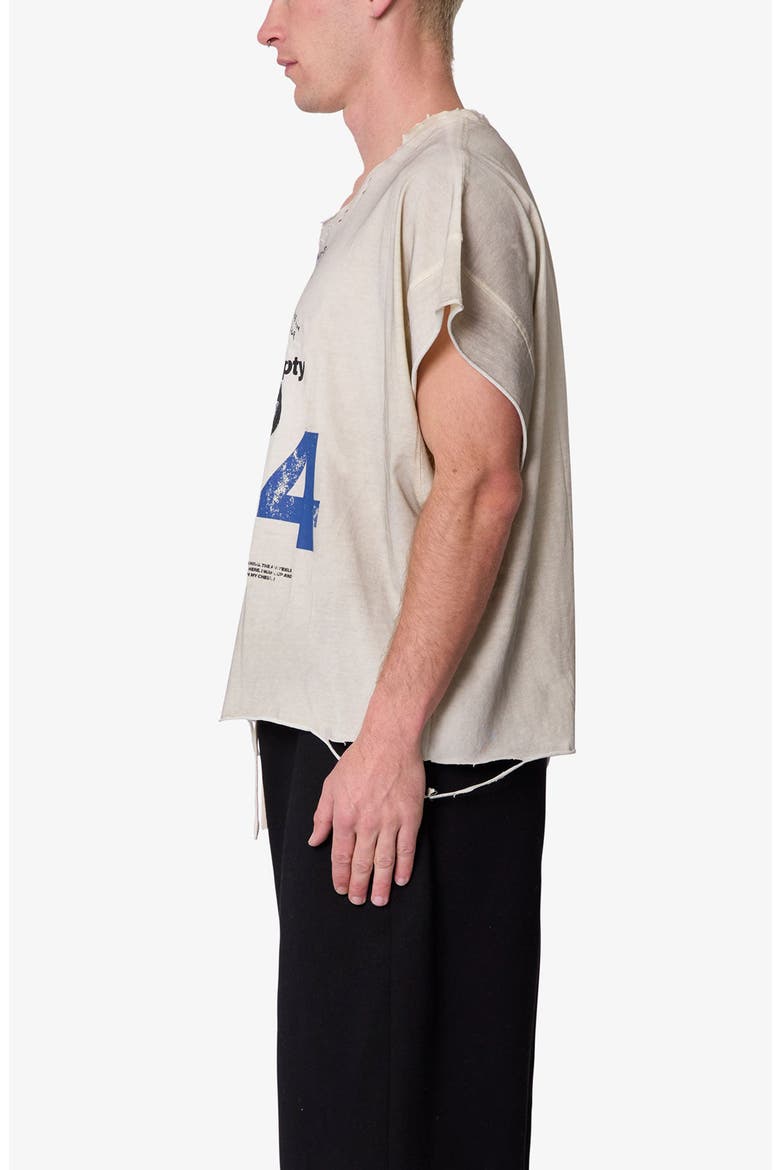 Sleeveless Distressed Graphic Cutoff T-Shirt, Alternate, color, OFF WHITE