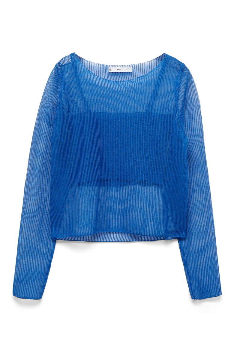 Sheer Crop Sweater, Main, color, VIBRANT BLUE