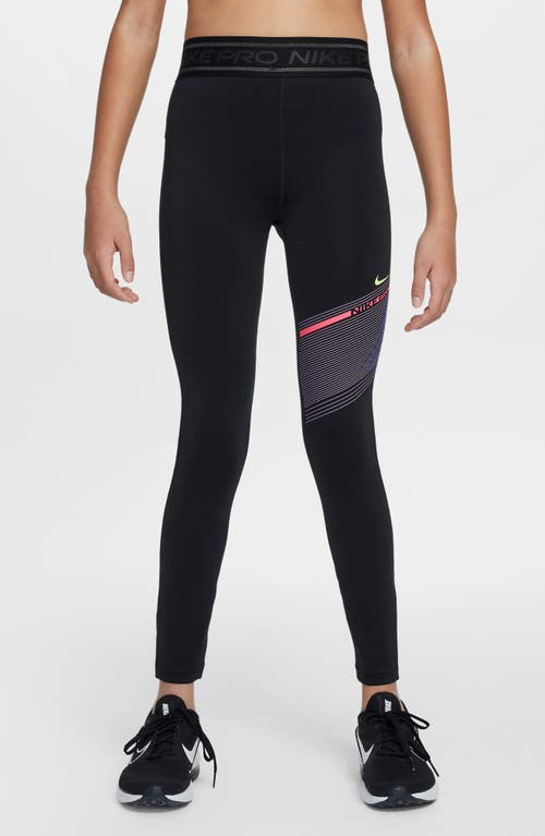 Nike Women's  Pro Girls' Dri-fit Mid-rise Leggings In Black
