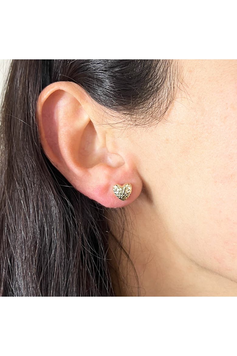 Sparkle Cut Heart Stud Earrings, Alternate, color, Yellow Gold