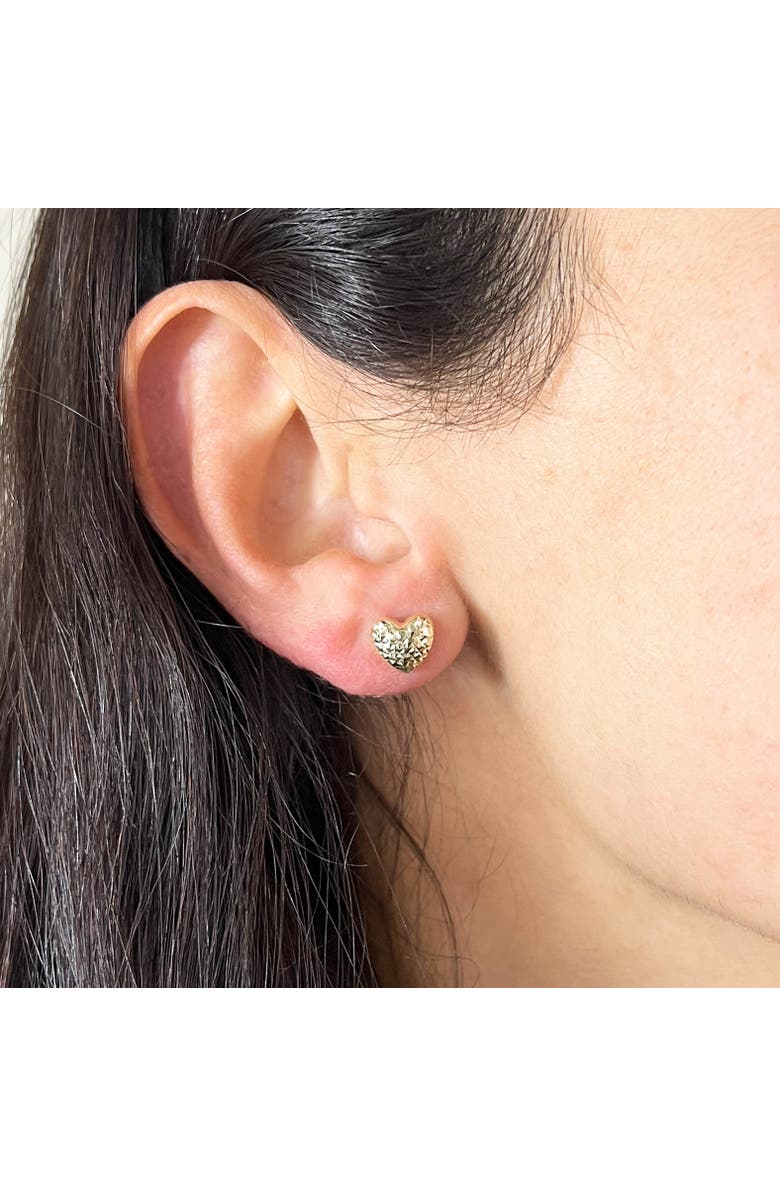 The Lovery Fine Jewelry Sparkle Cut Heart Stud Earrings, Alternate, color, Yellow Gold