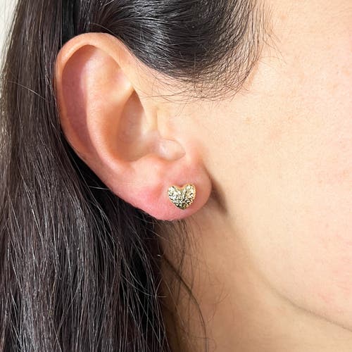The Lovery Fine Jewelry Sparkle Cut Heart Stud Earrings In Gold