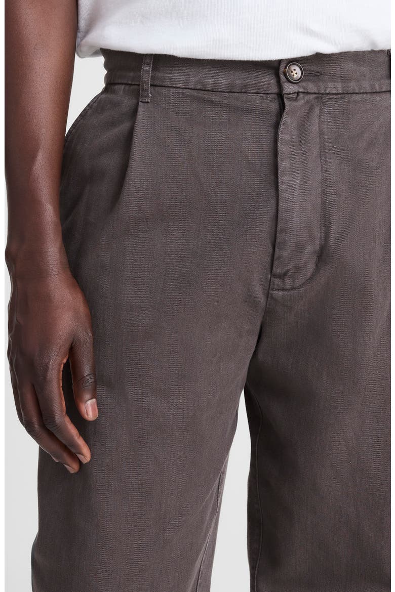 Pleated Cotton Twill Pants, Alternate, color, SOFT CHARCOAL