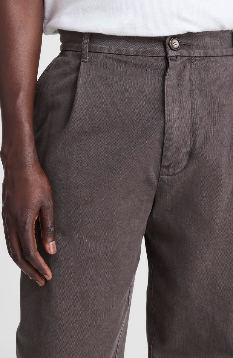 Madewell Pleated Cotton Twill Pants, Alternate, color, Soft Charcoal