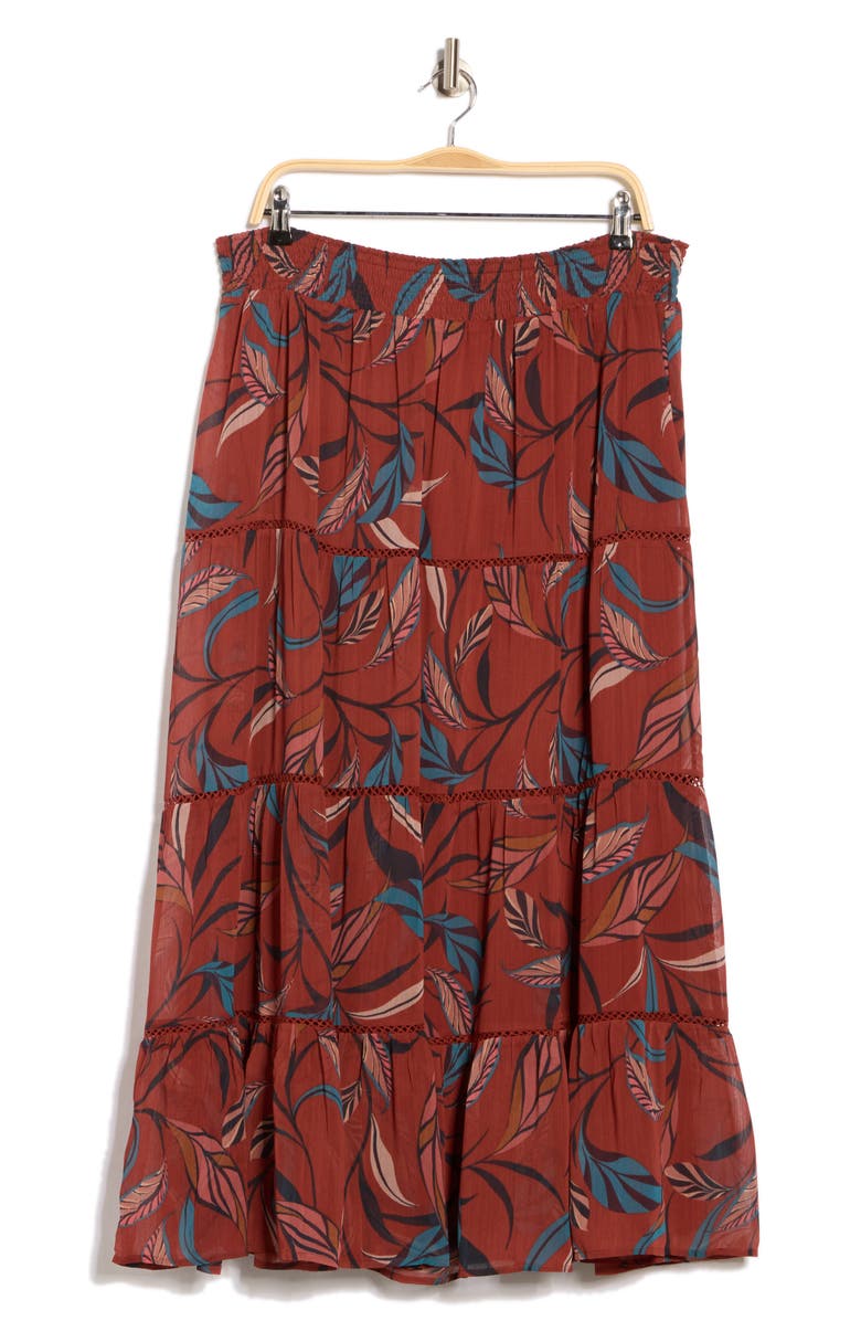 DR2 by Daniel Rainn Smocked Tiered Midi Skirt, Alternate, color, Cinnamon