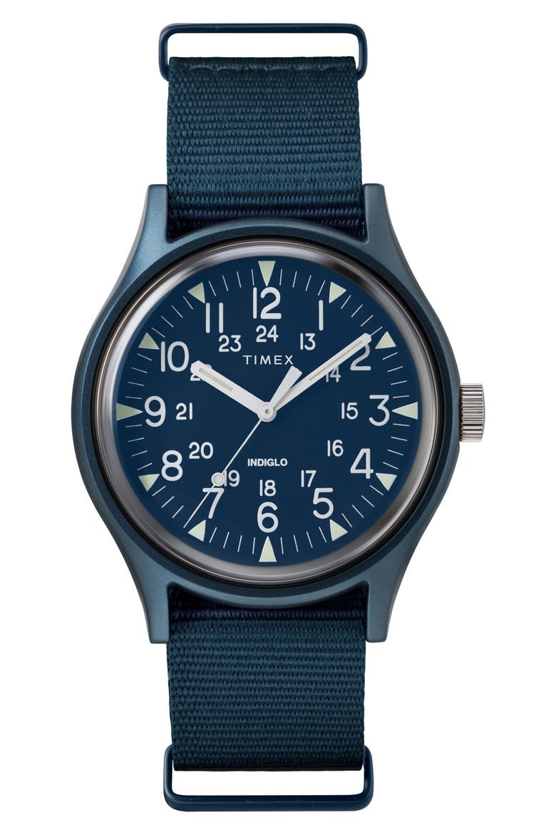 Timex MK1 Nylon Strap Watch, 40mm, Main, color, BLUE
