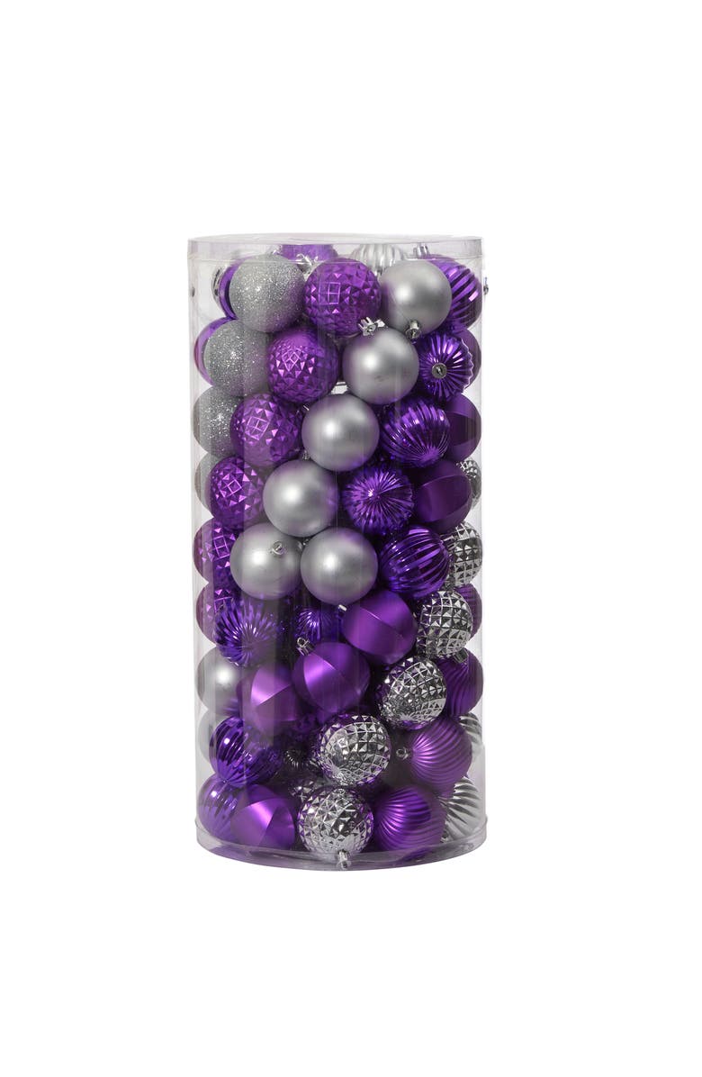 NEARLY NATURAL Holiday Shatterproof, Silver, 101 Count Christmas Tree Ornament Set, 60mm, Main, color, Silver