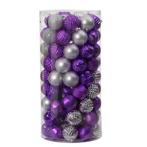 Holiday Shatterproof, Silver, 101 Count Christmas Tree Ornament Set, 60mm