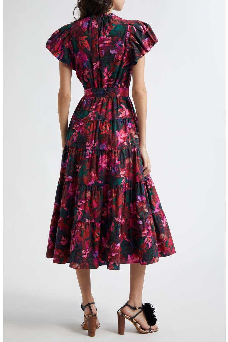 Ottilie Puff Sleeve Cotton Maxi Dress, Alternate, color, HIBISCUS