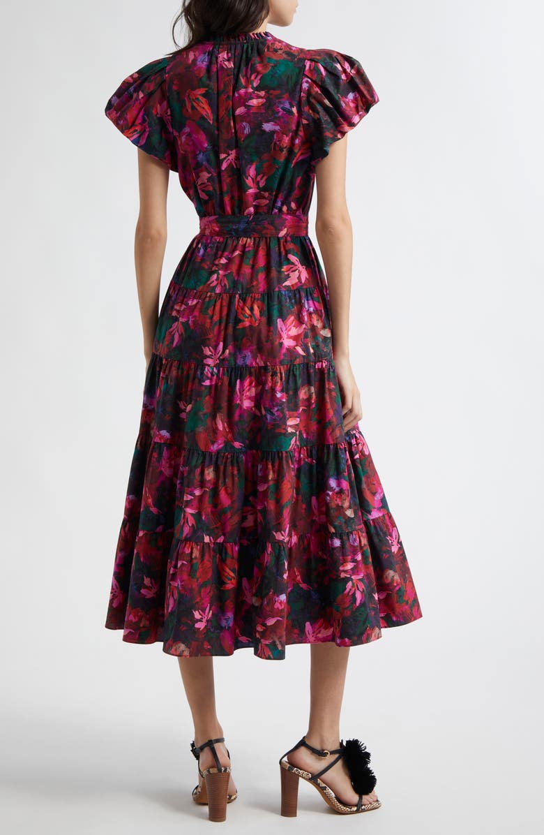 Ulla Johnson Ottilie Puff Sleeve Cotton Maxi Dress, Alternate, color, Hibiscus