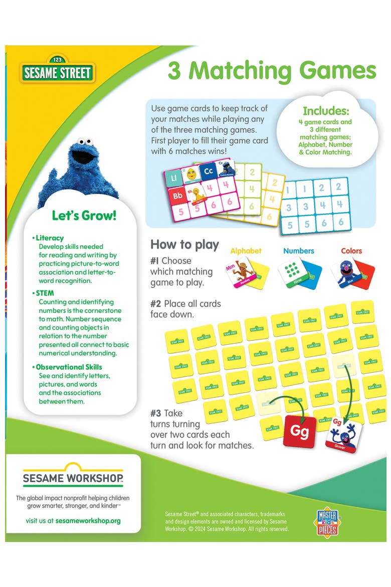 Sesame Street 3-in-1 Matching Game, Alternate, color, Multicolor