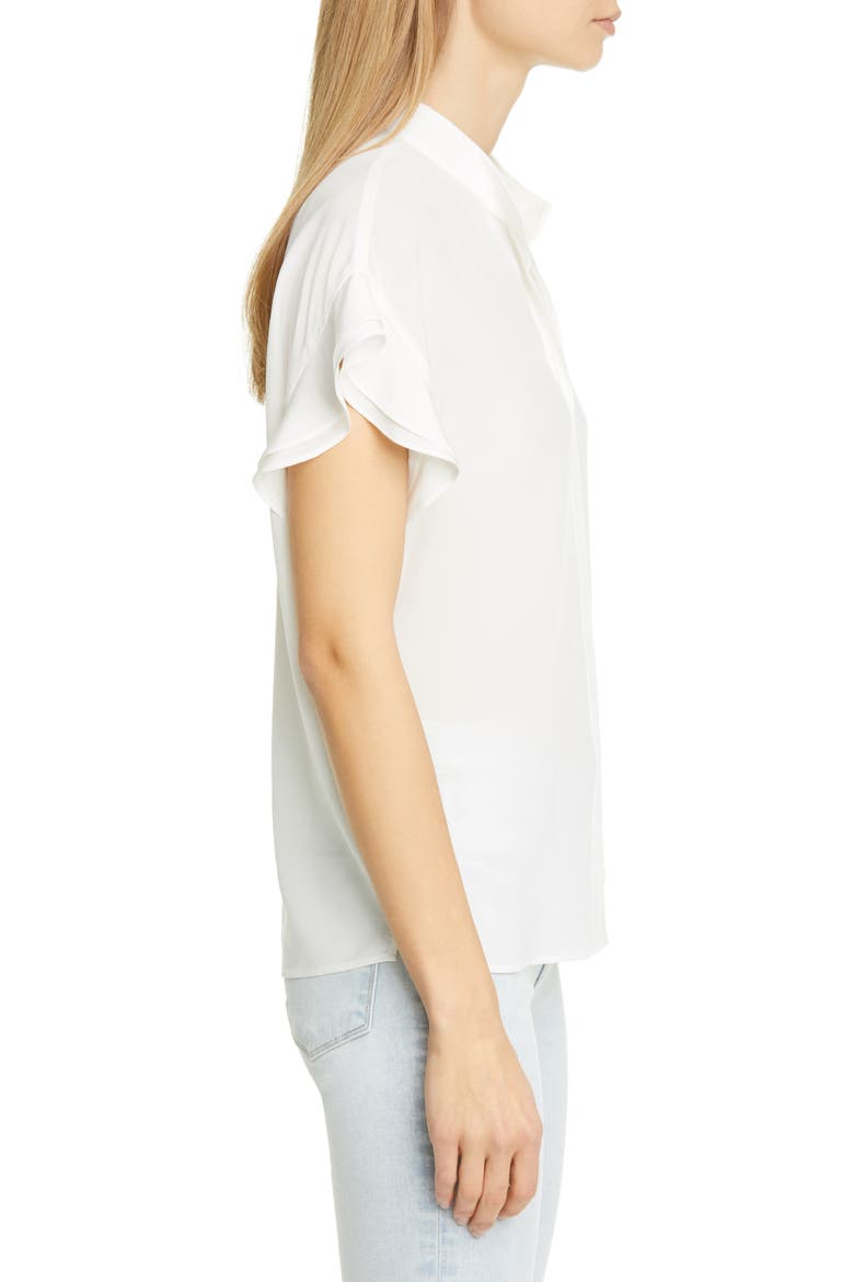 Flounce Sleeve Silk Blouse, Alternate, color, OFF WHITE