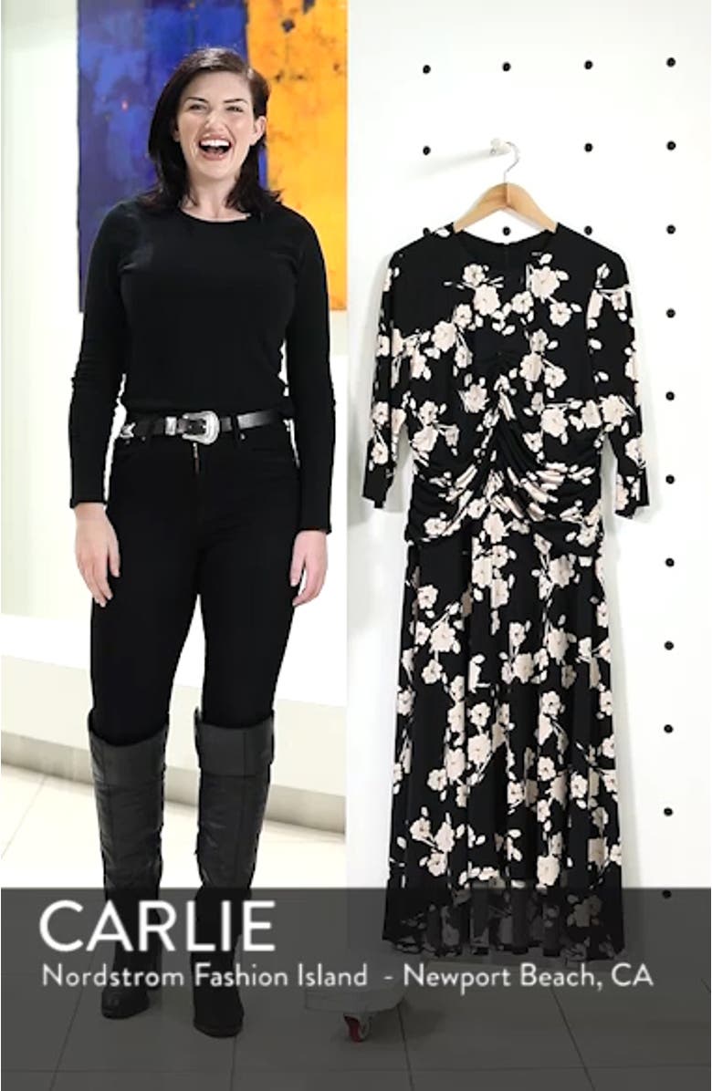 Ruched Floral Midi Dress, sales video thumbnail