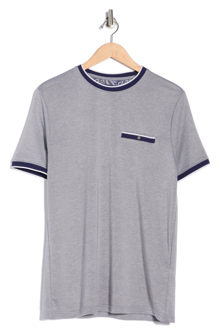 Tipped Crewneck Knit T-Shirt, Alternate, color, NAVY