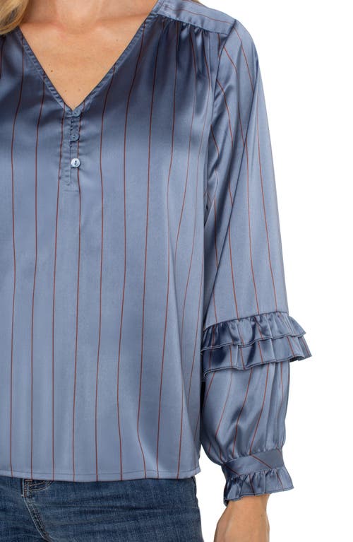 Liverpool Los Angeles Stripe Satin Top In Blue
