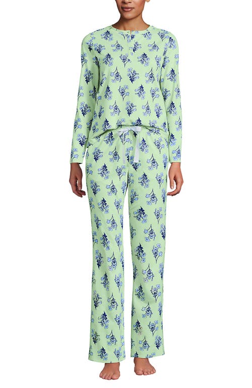 Lands' End Petite Knit 2 Piece Pajama Set In Green