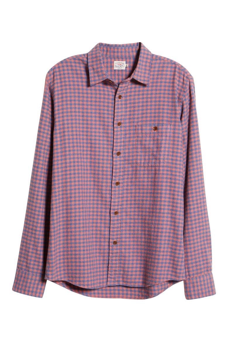 Stretch Seaview Check Flannel Button-Up Shirt, Alternate, color, BLUE ROSE GINGHAM