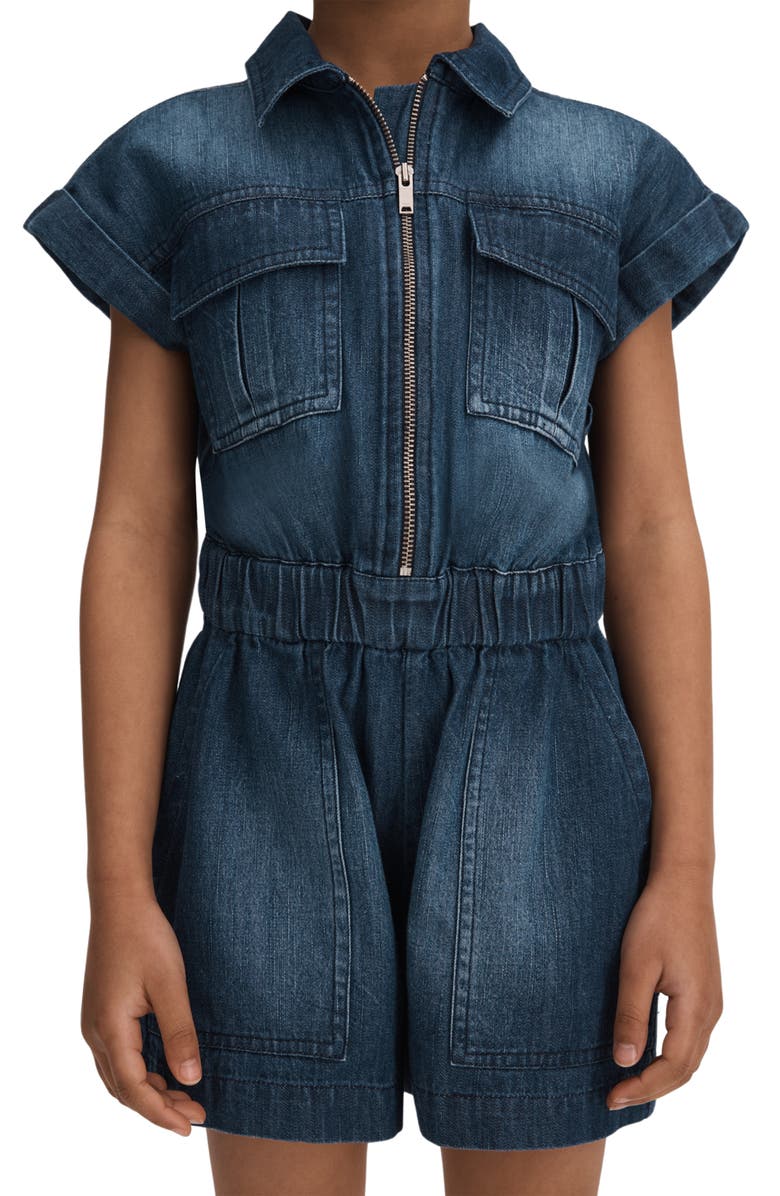 Reiss Kids' Josie Denim Romper, Alternate, color, 